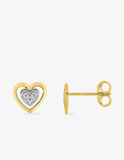 Boucles d'oreilles cœur or jaune 375‰ et oxyde de zirconium SO OR