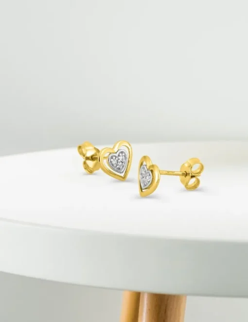 Boucles d'oreilles cœur or jaune 375‰ et oxyde de zirconium SO OR