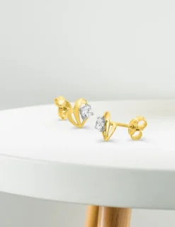 Boucles d'oreilles cœur or jaune 375‰ et oxyde de zirconium SO OR
