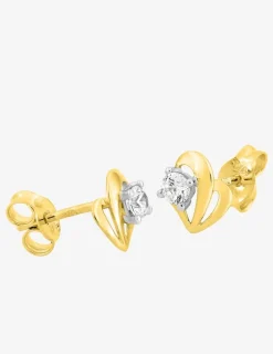 Boucles d'oreilles cœur or jaune 375‰ et oxyde de zirconium SO OR