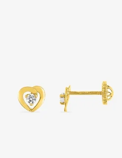 Boucles d'oreilles cœur or jaune 750 ‰ et oxyde de zirconium SO OR