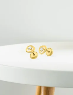Boucles d'oreilles cœur or jaune 750 ‰ et oxyde de zirconium SO OR