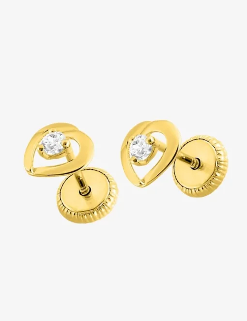 Boucles d'oreilles cœur or jaune 750 ‰ et oxyde de zirconium SO OR