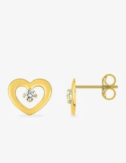 Boucles d'oreilles cœur or jaune 375 ‰ et oxyde de zirconium SO OR