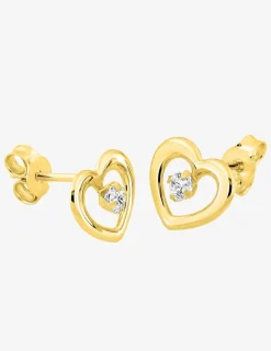 Boucles d'oreilles cœur or jaune 375 ‰ et oxyde de zirconium SO OR