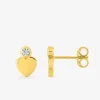 Boucles d'oreilles cœur or jaune 375‰ et oxyde de zirconium SO OR