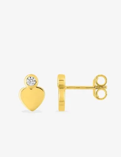 Boucles d'oreilles cœur or jaune 375‰ et oxyde de zirconium SO OR