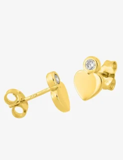 Boucles d'oreilles cœur or jaune 375‰ et oxyde de zirconium SO OR