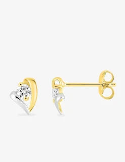 Boucles d'oreilles cœur or 375‰ bicolore et oxyde de zirconium SO OR