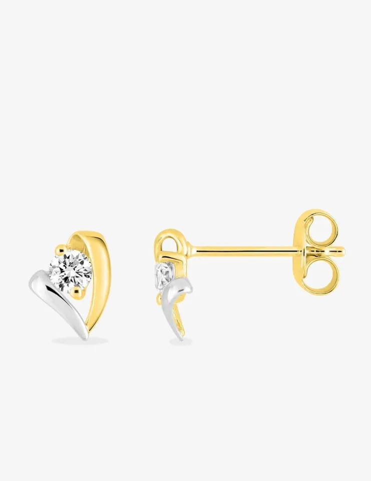 Boucles d'oreilles cœur or 375‰ bicolore et oxyde de zirconium SO OR