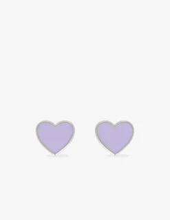 Boucles d'oreilles cœurs argent 925 ‰ laque mauve SO OR