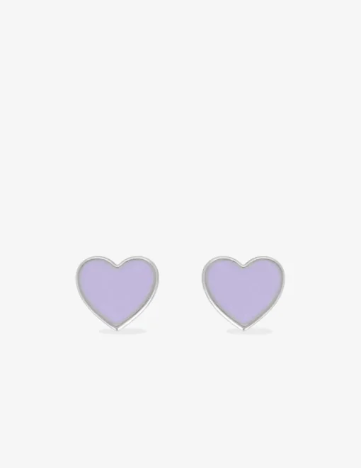 Boucles d'oreilles cœurs argent 925 ‰ laque mauve SO OR