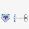 Boucles d'oreilles cœurs argent 925 ‰ laque bleu SO OR