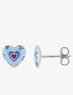 Boucles d'oreilles cœurs argent 925 ‰ laque bleu SO OR