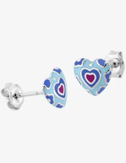 Boucles d'oreilles cœurs argent 925 ‰ laque bleu SO OR