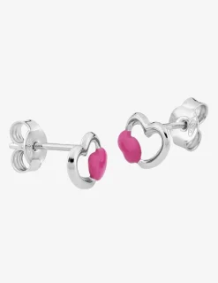 Boucles d'oreilles cœurs argent 925 ‰ laque rose SO OR