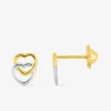 Boucles d'oreilles cœurs entrelacés bicolores or 750 ‰ SO OR