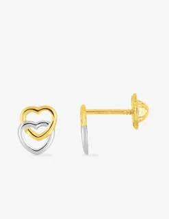 Boucles d'oreilles cœurs entrelacés bicolores or 750 ‰ SO OR