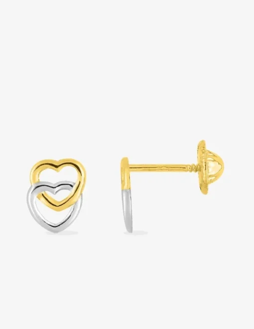 Boucles d'oreilles cœurs entrelacés bicolores or 750 ‰ SO OR