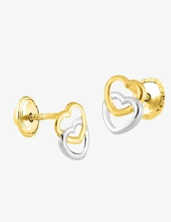 Boucles d'oreilles cœurs entrelacés bicolores or 750 ‰ SO OR