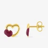 Boucles d'oreilles cœurs or jaune 375‰ et laque SO OR
