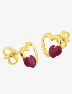 Boucles d'oreilles cœurs or jaune 375‰ et laque SO OR