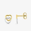 Boucles d'oreilles cœurs or jaune 750 ‰ et rhodium SO OR