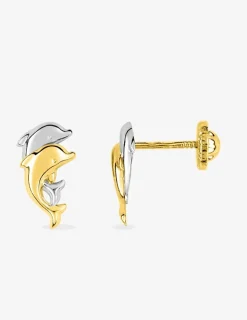 Boucles d'oreilles dauphin bicolores or 750 ‰ SO OR