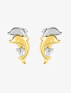 Boucles d'oreilles dauphin bicolores or 750 ‰ SO OR