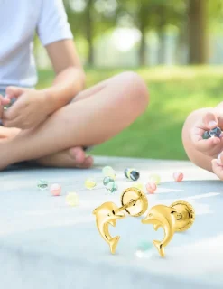 Boucles d'oreilles dauphin or jaune 375‰ SO OR