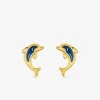 Boucles d'oreilles dauphin or jaune 375‰ et laque SO OR