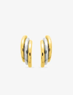 Boucles d'oreilles demi-créoles bicolores or 750 ‰ SO OR