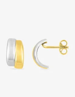 Boucles d'oreilles demi-créoles bicolores or 750 ‰ SO OR