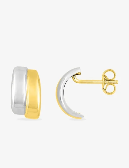Boucles d'oreilles demi-créoles bicolores or 750 ‰ SO OR