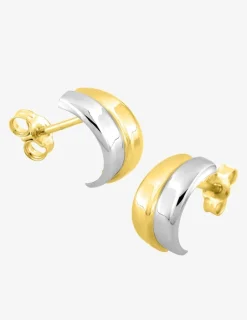 Boucles d'oreilles demi-créoles bicolores or 750 ‰ SO OR
