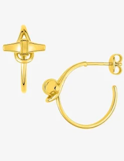 Boucles d'oreilles demi-créoles plaquées or avec motif SO OR