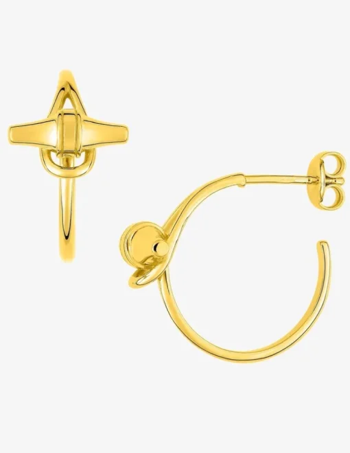 Boucles d'oreilles demi-créoles plaquées or avec motif SO OR