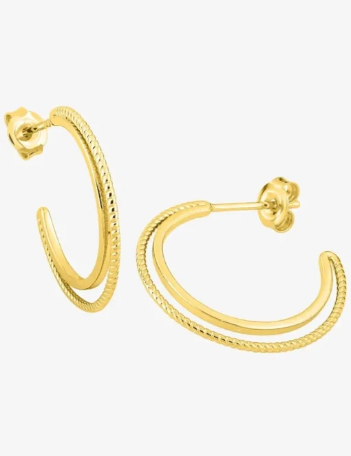 Boucles d'oreilles demi-créoles en plaqué or et anneau torsadé SO OR