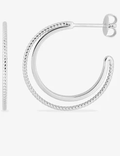 Boucles d'oreilles demi-créoles en argent 925 ‰ rhodié SO OR