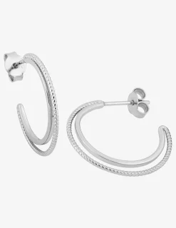 Boucles d'oreilles demi-créoles en argent 925 ‰ rhodié SO OR