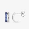 Boucles d'oreilles demi-créoles argent 925‰ rhodié, oxydes de zirconium bleus et blancs SO OR