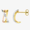Boucles d'oreilles demi-créoles en or 375‰ et oxyde de zirconium SO OR