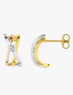 Boucles d'oreilles demi-créoles en or 375‰ et oxyde de zirconium SO OR