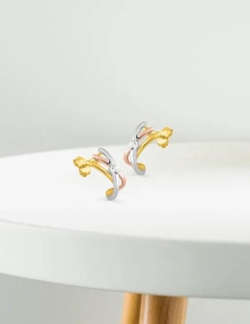 Boucles d'oreilles demi-créoles en or 375‰ et oxyde de zirconium SO OR