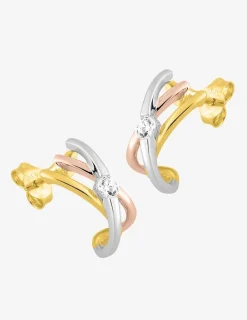 Boucles d'oreilles demi-créoles en or 375‰ et oxyde de zirconium SO OR