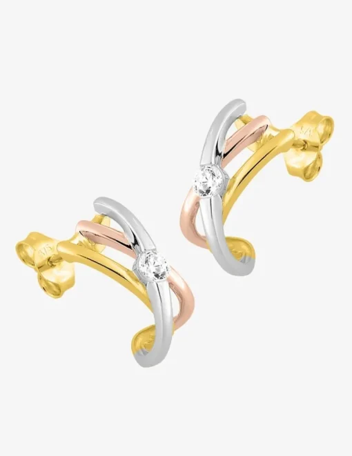 Boucles d'oreilles demi-créoles en or 375‰ et oxyde de zirconium SO OR