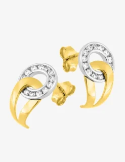 Boucles d'oreilles demi-créoles en or jaune 375‰ et oxyde de zirconium SO OR