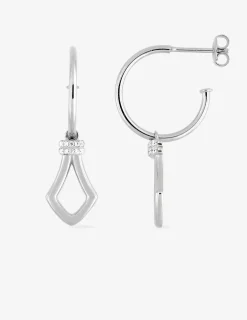Boucles d'oreilles demi-créoles en argent 925 ‰ rhodié et oxydes de zirconium SO OR