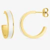 Boucles d'oreilles demi-créoles en acier doré, émail blanc SO OR