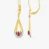 Boucles d'oreilles dormeuses gouttes or jaune 750 ‰, rubis et rhodium SO OR